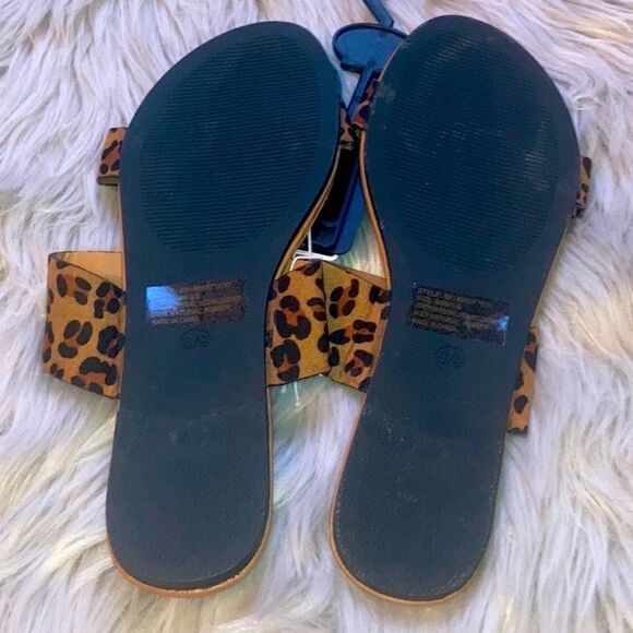 CHARLES Albert Leopard Print Double Strap Sandals - Picture 3 of 3